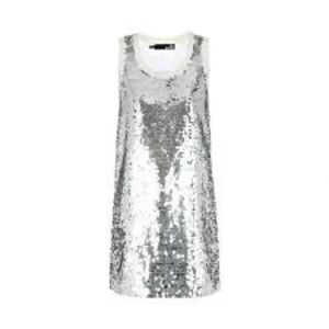 NWT women’s LOVE MOSCHINO silver tank sequin mini cocktail party dress size 2